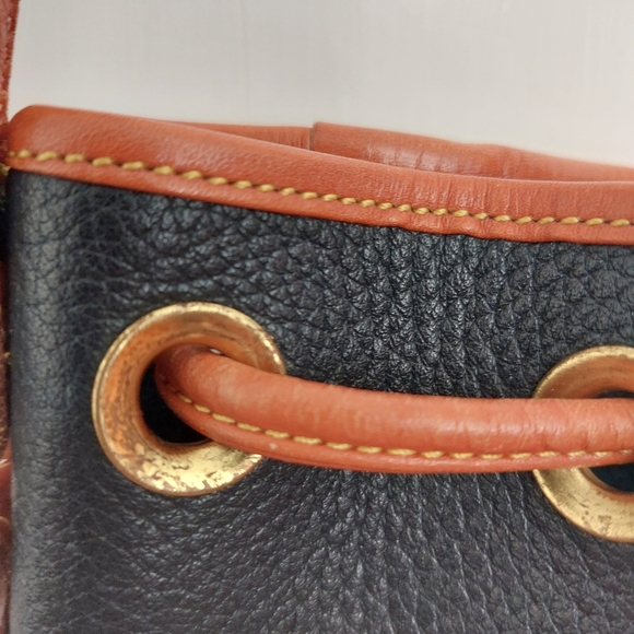 Dooney and Bourke Navy Tassel Leather Drawstring Purse - Picture 5 of 16